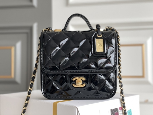 Chanel 22 Mini Designer Purses Black Spell Gold Chain With Drop Flap