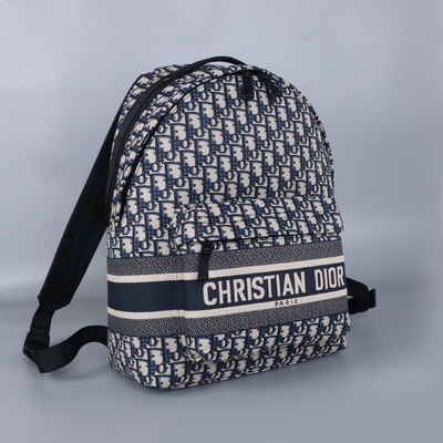 Designer Small Diortravel Backpack Blue Dior Oblique Jacquard