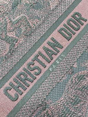 Small Christian Dior Booktote Pink And Gray Toile De Jouy Sauvage Embroidery