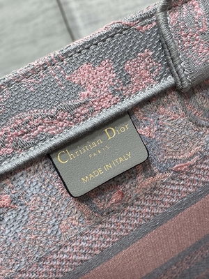 Small Christian Dior Booktote Pink And Gray Toile De Jouy Sauvage Embroidery