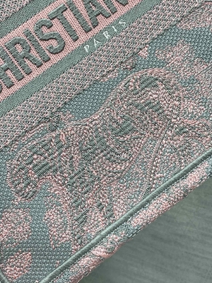 Small Christian Dior Booktote Pink And Gray Toile De Jouy Sauvage Embroidery