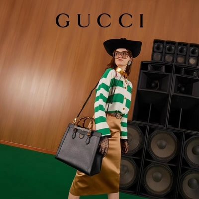 Black Leather Medium Princess Diana Gucci Bag Tote Bamboo Handle