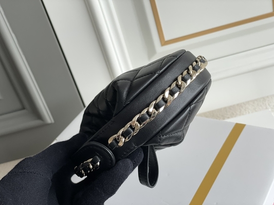 Ap3095 Black Mini Fabric Chanel Flap Bag Coin Purse 20 Inch