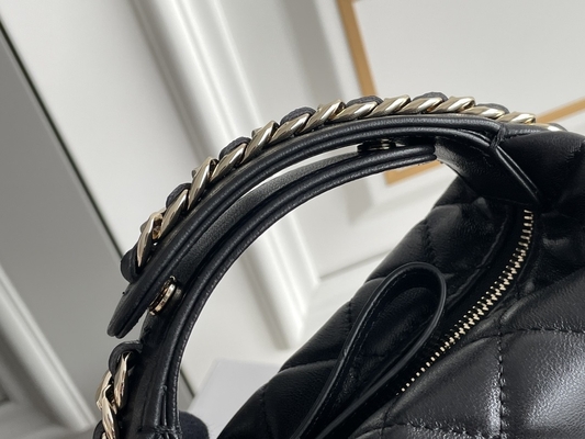 Ap3095 Black Mini Fabric Chanel Flap Bag Coin Purse 20 Inch