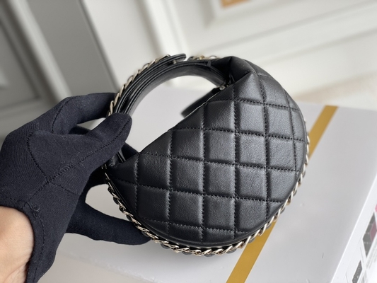 Ap3095 Black Mini Fabric Chanel Flap Bag Coin Purse 20 Inch