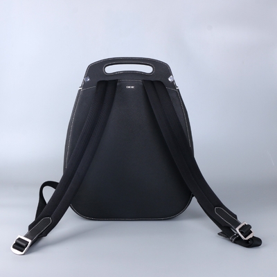 Men Essentials Christian Dior Gallop Backpack Black Grained Leather Calf