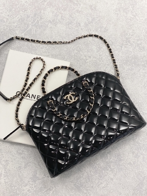 Small Chanel Patent Calfskin Shopping Bag With Retro Lady Style