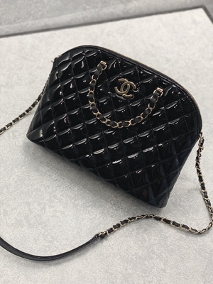 Small Chanel Patent Calfskin Shopping Bag With Retro Lady Style