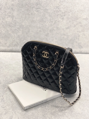 Small Chanel Patent Calfskin Shopping Bag With Retro Lady Style