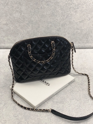 Small Chanel Patent Calfskin Shopping Bag With Retro Lady Style