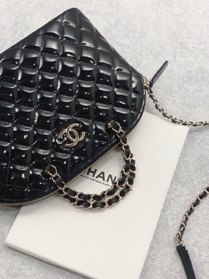 Small Chanel Patent Calfskin Shopping Bag With Retro Lady Style