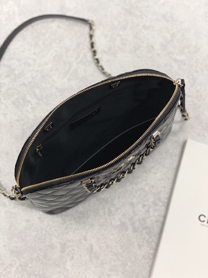 Small Chanel Patent Calfskin Shopping Bag With Retro Lady Style
