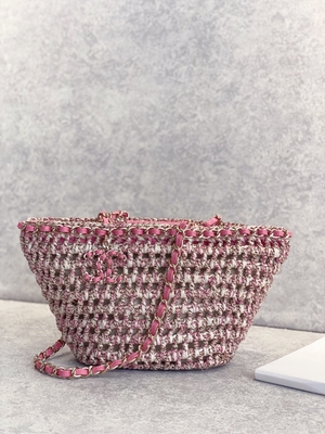 Cusomised Branded Messenger Bag 22P Chanel Straw Raffia Bag PU