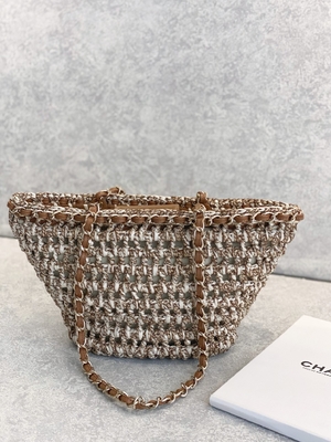 Cusomised Branded Messenger Bag 22P Chanel Straw Raffia Bag PU