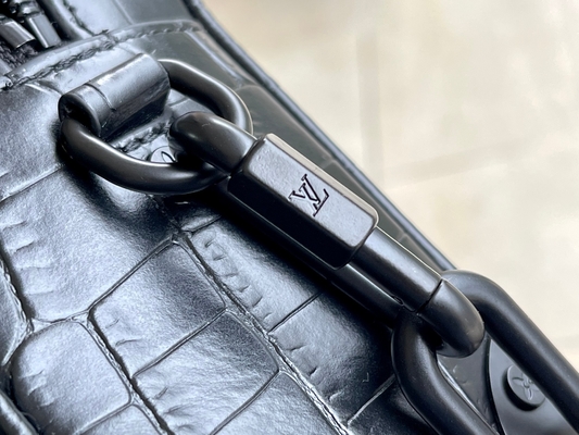 Crocodilien Matte Black Louis Vuitton LV Soft Trunk Mini Small Patent Leather