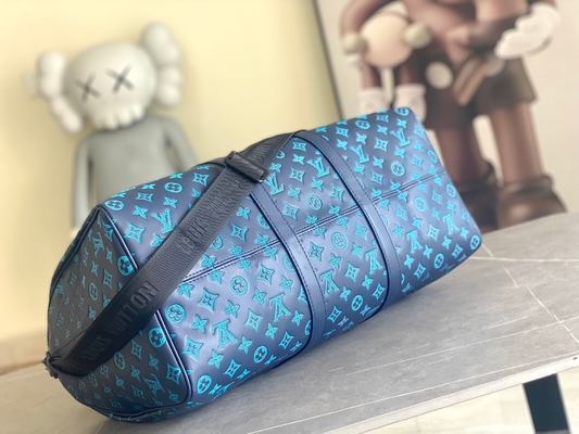 Large Branded Mens Bag Keepall BANDOULIÈRE 50 Blue Boston Bags