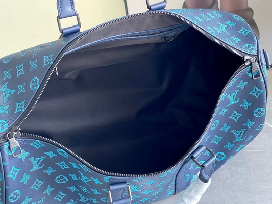 Large Branded Mens Bag Keepall BANDOULIÈRE 50 Blue Boston Bags