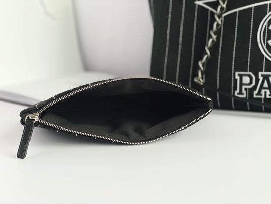 Large Custom Branded Bags Cotton Calfskin Chanel 2.55 Handbag Metalblack And White