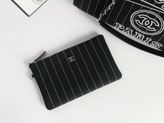 Large Custom Branded Bags Cotton Calfskin Chanel 2.55 Handbag Metalblack And White