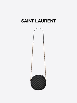 Grained Embossed Leather Branded Messenger Bag YSL Vinyle Round Camera Bag V Quilted